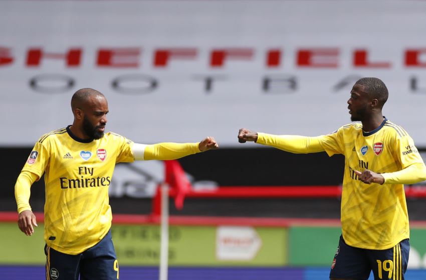 Arsenal, Alexandre Lacazette, Nicolas Pepe (Photo by ANDREW BOYERS/POOL/AFP via Getty Images)