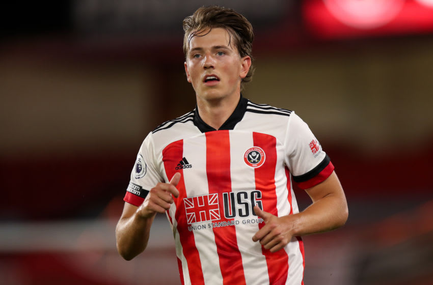 SHEFFIELD, ENGLAND - SEPTEMBER 14: Sander Berge of Sheffield United during the Premier League match between Sheffield United and Wolverhampton Wanderers at Bramall Lane on September 14, 2020 in Sheffield, United Kingdom. (Photo by Robbie Jay Barratt - AMA/Getty Images)