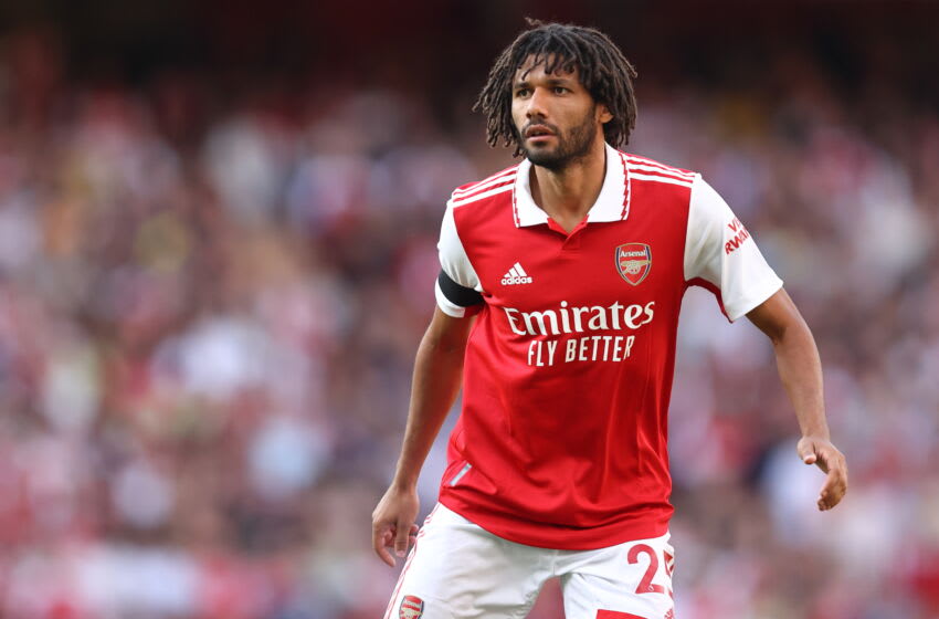LONDON, ENGLAND - AUGUST 27: Mohamed Elneny of Arsenal during the Premier League match between Arsenal FC and Fulham FC at Emirates Stadium on August 27, 2022 in London, United Kingdom. (Photo by James Williamson - AMA/Getty Images)