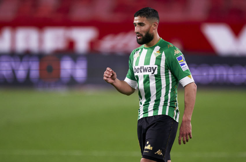 SEVILLE, SPAIN - MARCH 14: Nabil Fekir of Real Betis looks on during the La Liga Santander match between Sevilla FC and Real Betis at Estadio Ramon Sanchez Pizjuan on March 14, 2021 in Seville, Spain. Sporting stadiums around Spain remain under strict restrictions due to the Coronavirus Pandemic as Government social distancing laws prohibit fans inside venues resulting in games being played behind closed doors. (Photo by Mateo Villalba/Quality Sport Images/Getty Images)