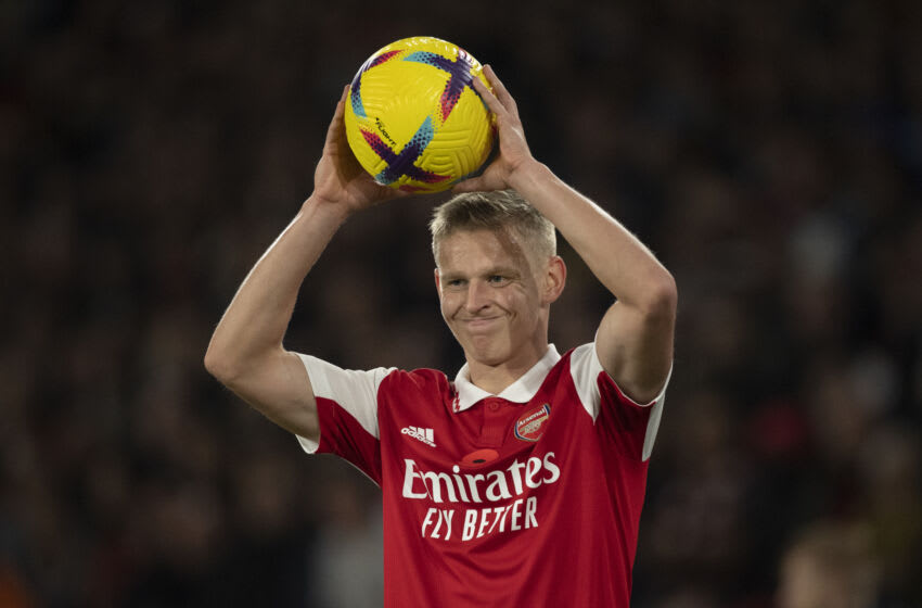 WOLVERHAMPTON, ENGLAND - NOVEMBER 12: Oleksandr Zinchenko of Arsenal in action during the Premier League match between Wolverhampton Wanderers and Arsenal FC at Molineux on November 12, 2022 in Wolverhampton, United Kingdom. (Photo by Visionhaus/Getty Images)