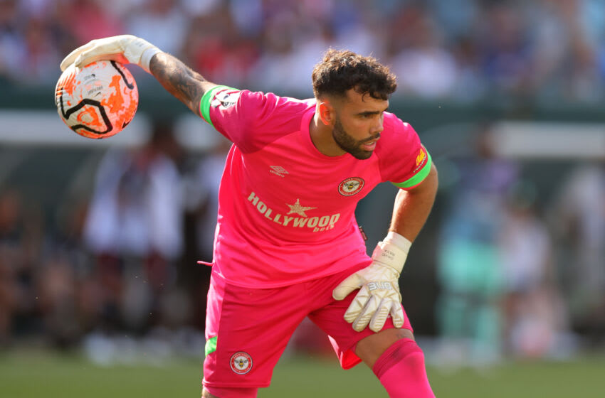 PHILADELPHIA, PENNSYLVANIA - JULY 23: David Raya #1 of Brentford FC in action against the Fulham FC during a Premier League Summer Series match at Lincoln Financial Field on July 23, 2023 in Philadelphia, Pennsylvania. (Photo by Mike Stobe/Getty Images)
