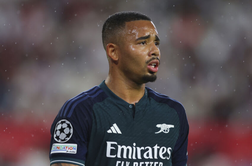 SEVILLE, SPAIN - OCTOBER 24: Gabriel Jesus of Arsenal FC looks on during the UEFA Champions League match between Sevilla FC and Arsenal FC at Estadio Ramon Sanchez Pizjuan on October 24, 2023 in Seville, Spain. (Photo by Fran Santiago/Getty Images)