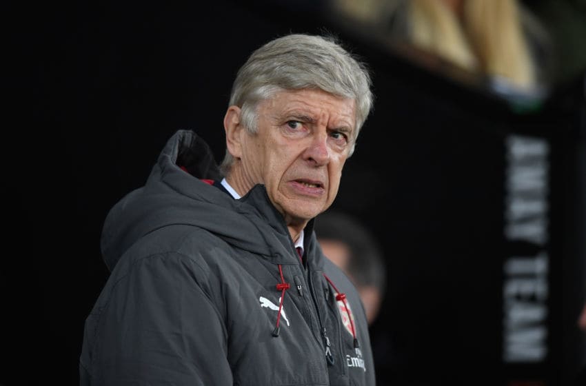 SWANSEA, WALES - JANUARY 30: Arsenal manager Arsene Wenger reacts before the Premier League match between Swansea City and Arsenal at Liberty Stadium on January 30, 2018 in Swansea, Wales. (Photo by Stu Forster/Getty Images)